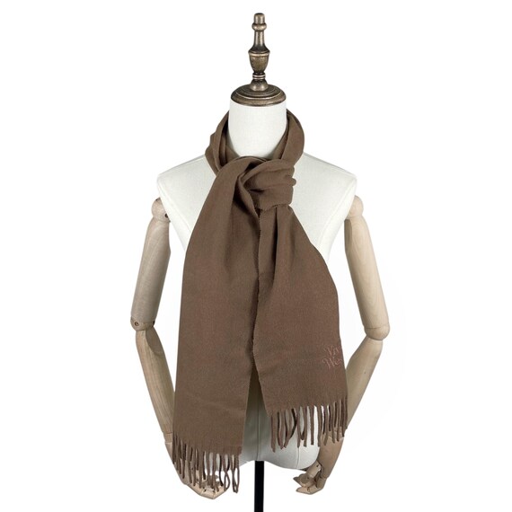 Vintage Vivienne Westwood Scarf Muffler Embroidered Logo Made In Italy Brown Size OS