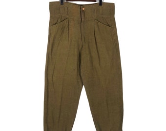 Vintage 80s Issey Miyake Trousers Pants Gabardine Burlap Brown Trouser Size 34