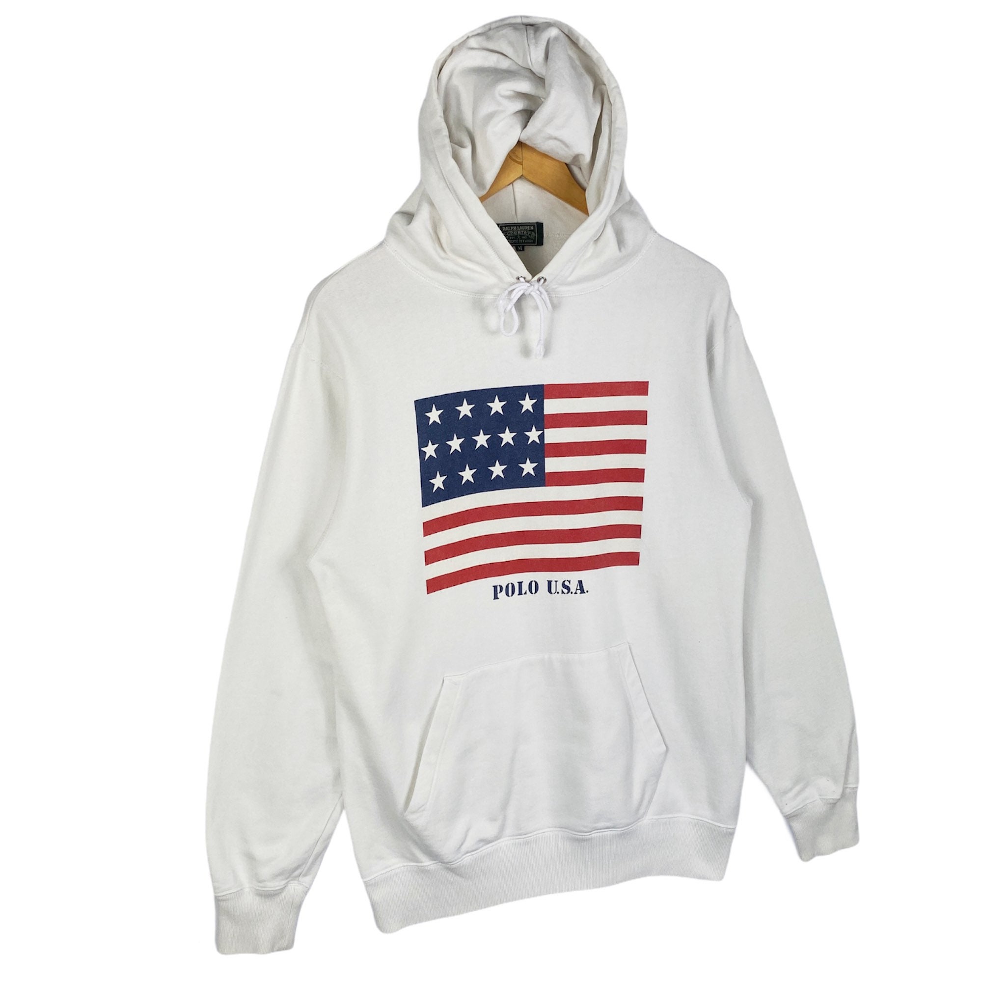 Vintage Ralph Lauren Country Polo USA Flag Hoodie Sweater Vintage Ralph Lauren Country Polo USA Flag Hoodie Sweater