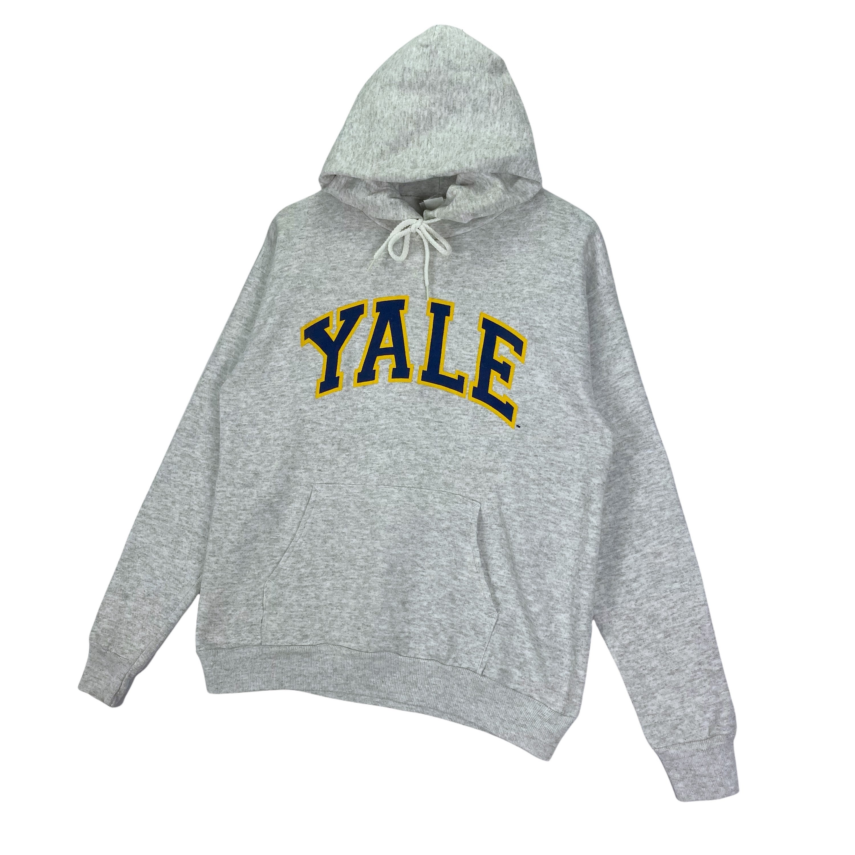 Vintage 90s Yale University Sweater Hoodie Grey Big Logo Made in