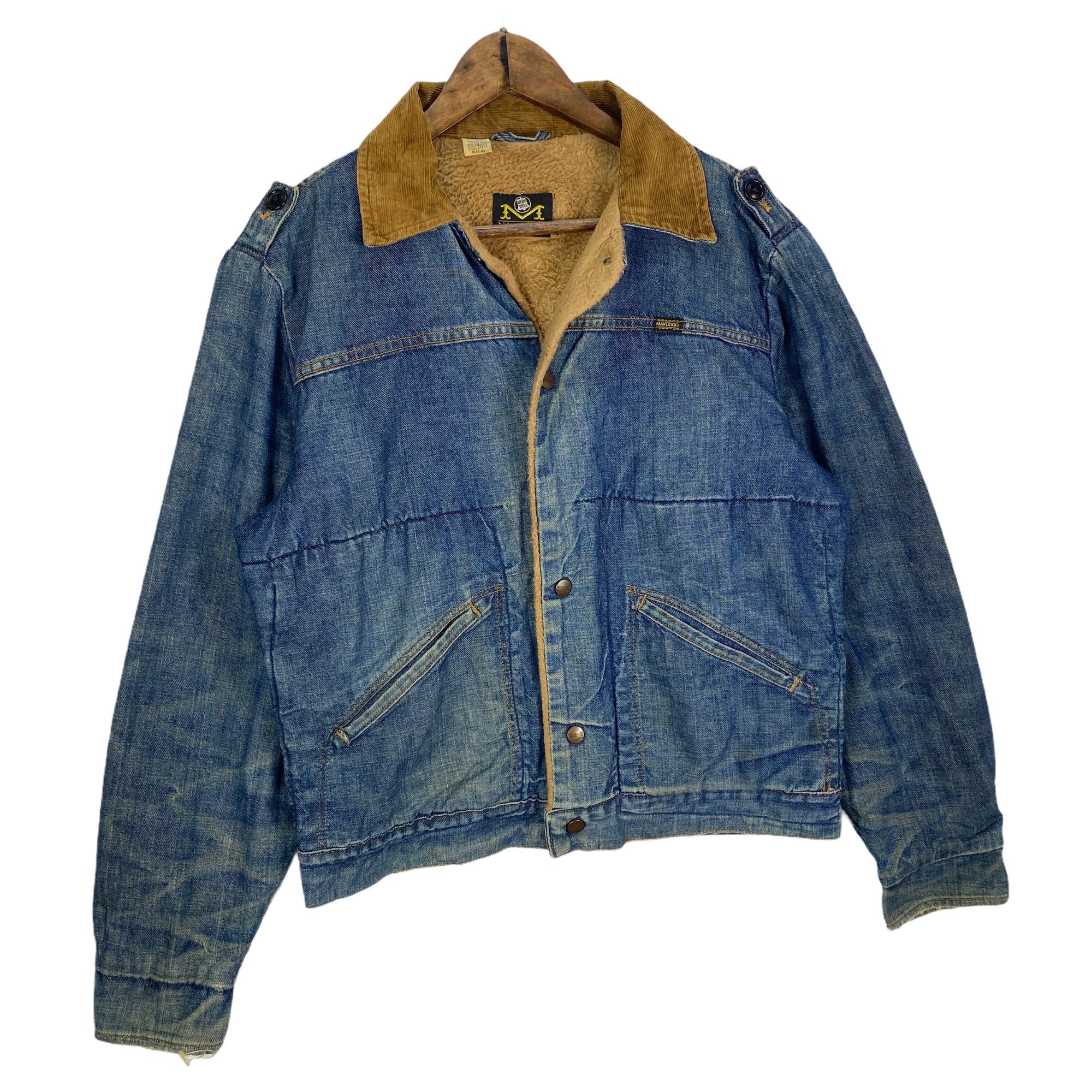 Vintage 70s Maverick Blue Bell Jeans Jacket Corduroy Collar - Etsy