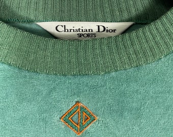 Vintage 90s Christian Dior Sport Velvet Green Sweatshirt Vintage 90s Christian Dior Sport Velvet Green Sweatshirt