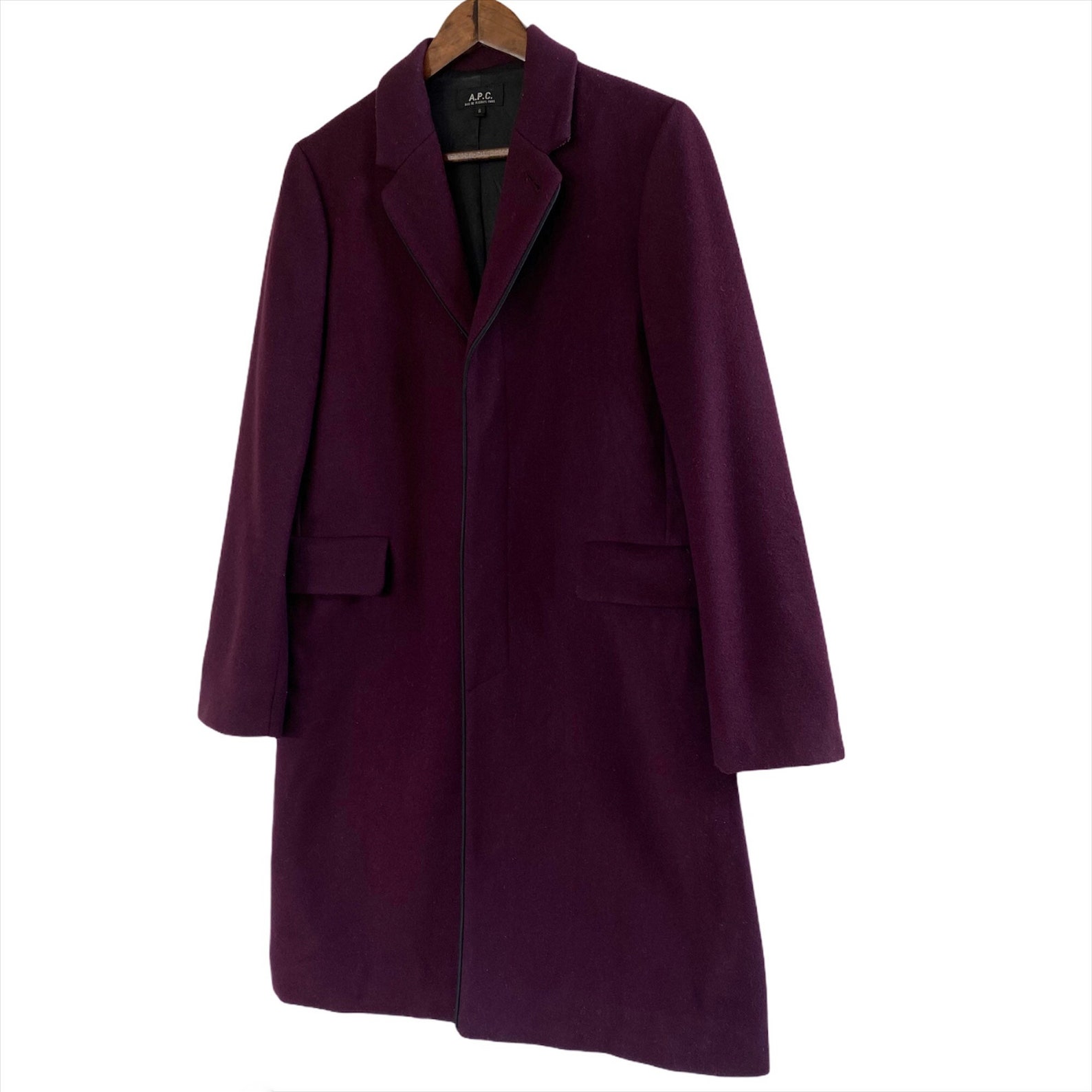 Vintage A.P.C Wool Purple Dark Overcoat Made In France Long | Etsy