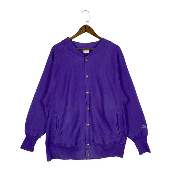 Vintage 80/90s Champion Reverse Weave Cardigan Sweater Snap Button 