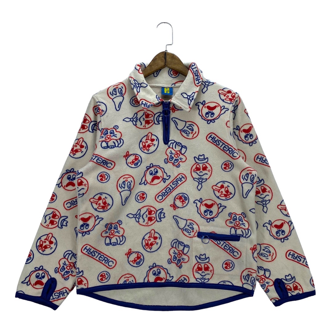 【お気にいる】 Vintage Hysteric Glamour Half Zip Fleece All Over Print トップス