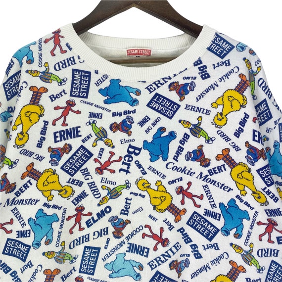 Vintage 90s 00s Red Sesame Street x Pancoat Elmo Crew Neck Jumper S