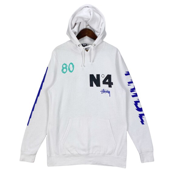 Vintage Stussy Tribe No 4 Hoodie Sweater White Kangaroo Vintage Stussy Tribe No 4 Hoodie Sweater White Kangaroo