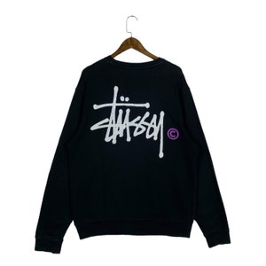 Stussy World Tour Hoodie Men's Size Large Cream White Fleece Sweatshirt Rare