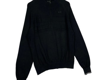 Vintage Oakley Knit Sweater Half Zip High Neck Made in China Black Pullover  Jumper Size XL - Etsy