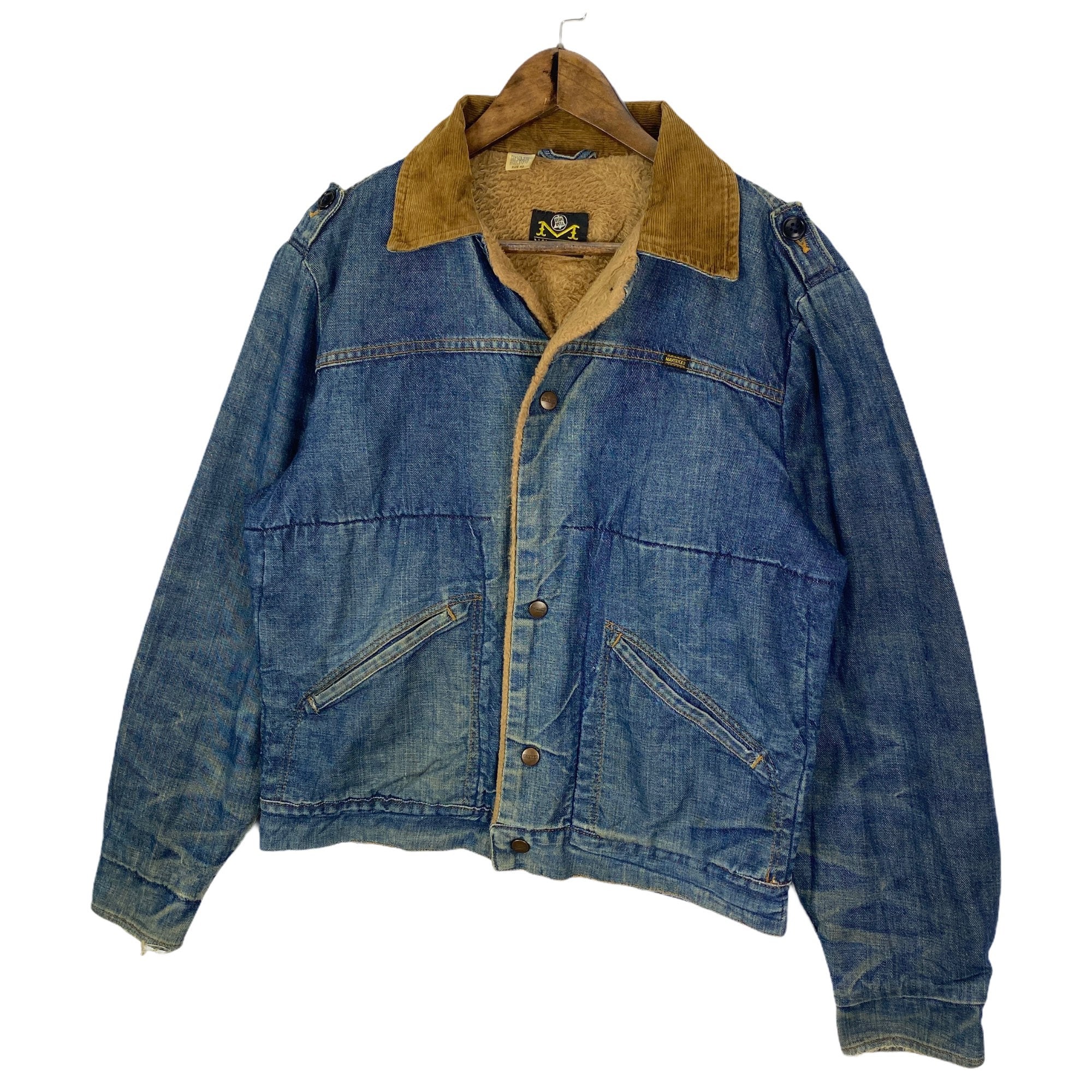Vintage 70s Maverick Blue Bell Jeans Jacket Corduroy Collar - Etsy