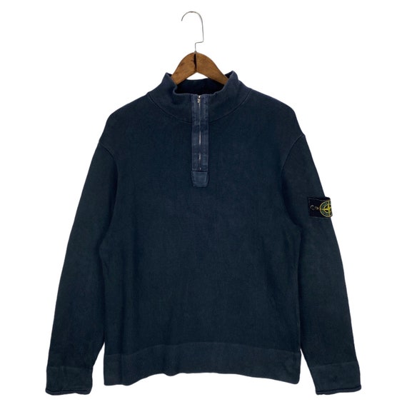 Vintage Stone Island Halfzip Sweater Navy Blue Made in Italy - Etsy Sweden