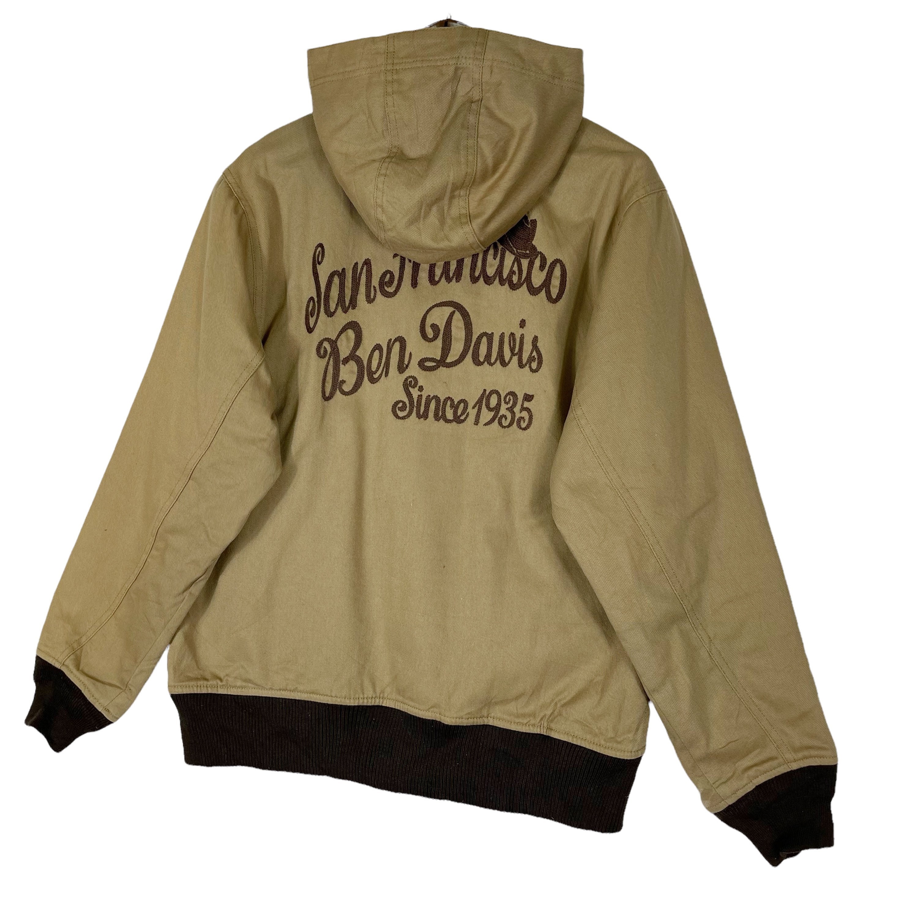 Vintage Ben Davis Full Zip Hoodie Jacket Canvas Brown Bomber Vintage Ben Davis Full Zip Hoodie Jacket Canvas Brown Bomber