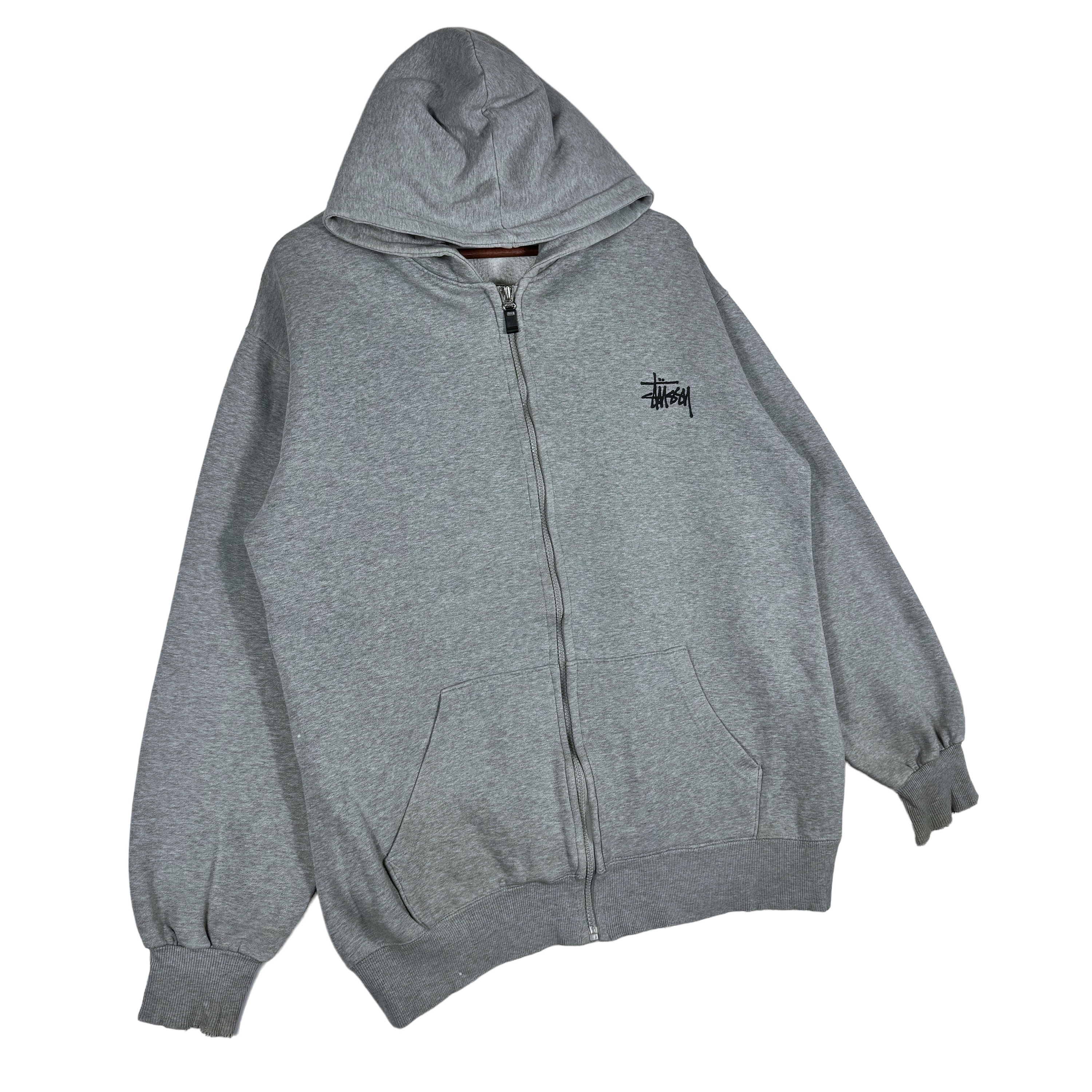 Vintage 90s Stussy Hoodie Sweater Big Logo Spellout Grey Vintage 90s Stussy Hoodie Sweater Big Logo Spellout Grey