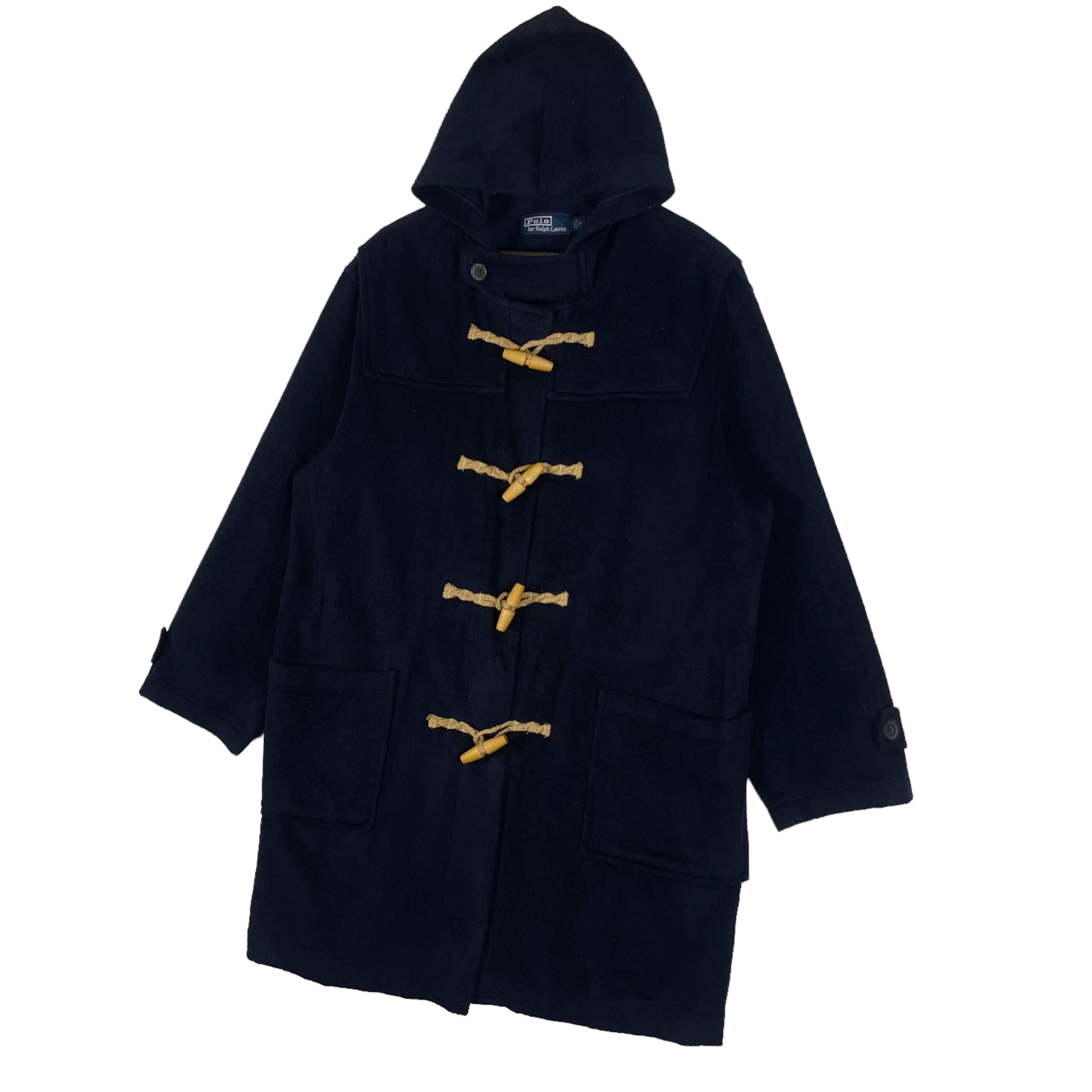 Vintage 90s Polo Ralph Lauren Duffle Coat Wool Navy Blue Vintage 90s Polo Ralph Lauren Duffle Coat Wool Navy Blue