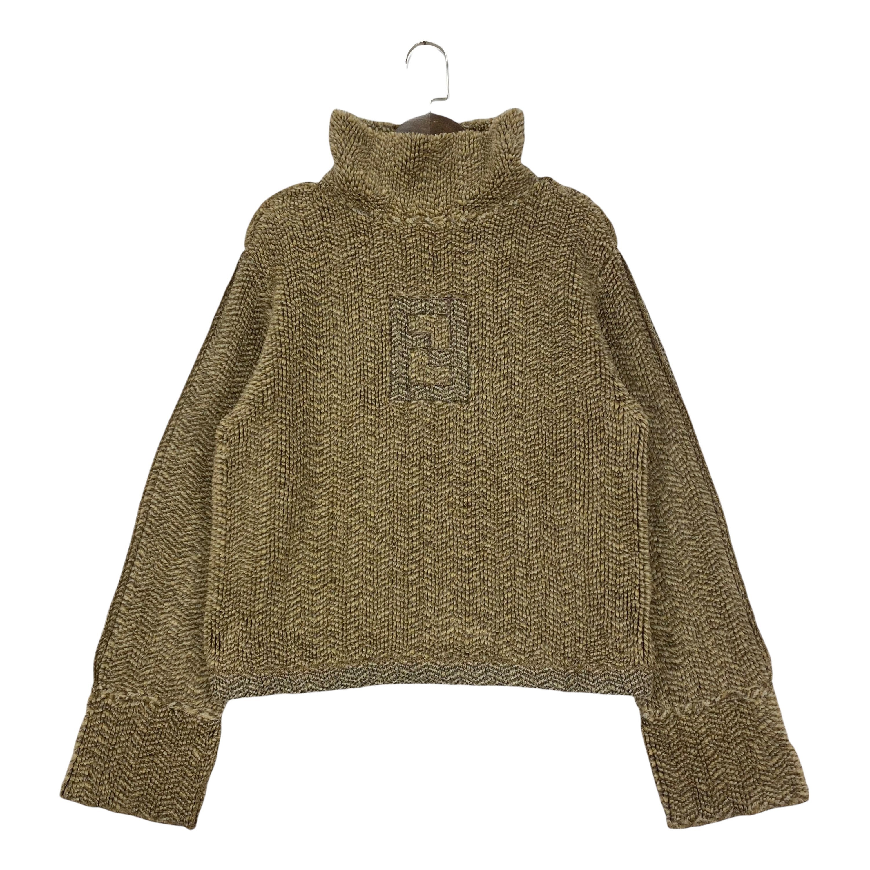 Vintage Fendi FF Zucca Fleece Mock Neck 