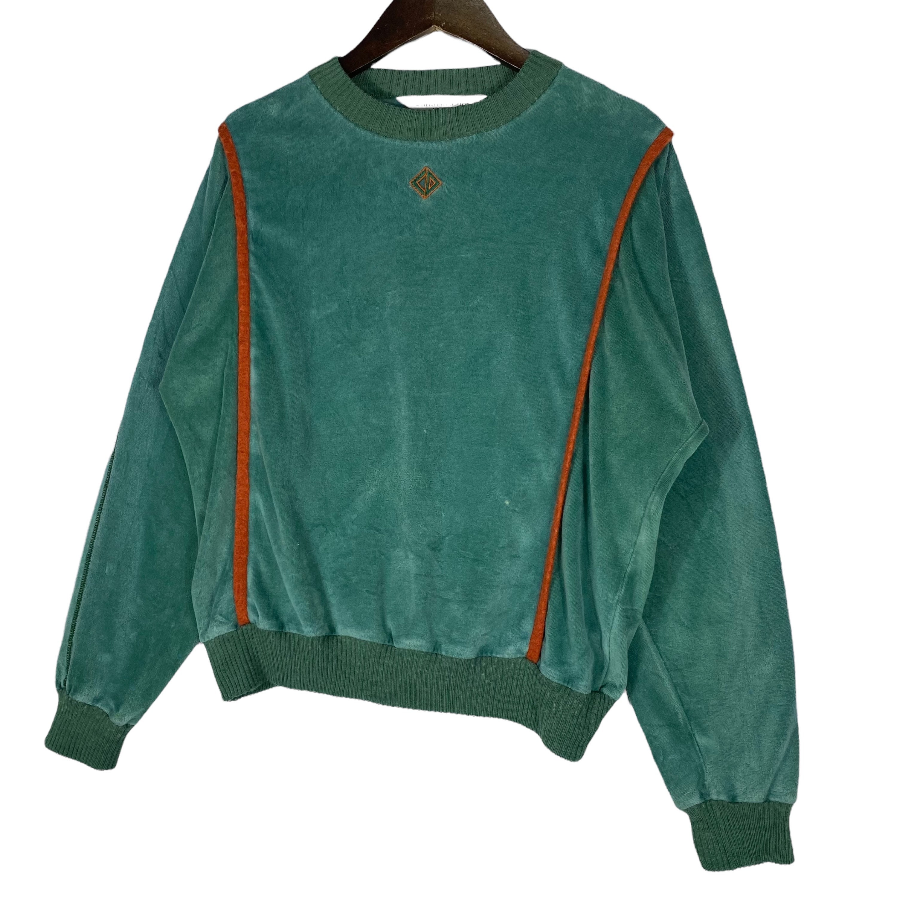 バーゲンで Vintage 90s Christian Dior Sport Velvet Green Sweatshirt パンツ