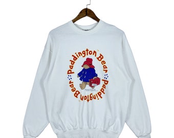 Vintage 1993 Paddington Bear Sweatshirt Crewneck Made In Japan White Pullover Jumper Size M