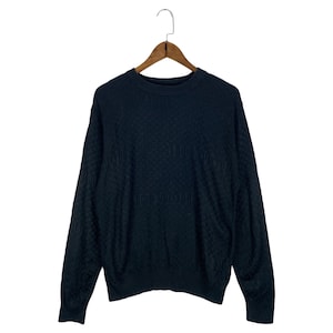 Vintage Authentic Louis Vuitton Knitwear Sweatshirt Crewneck Black Made In Italy Pullover Jumper Size M
