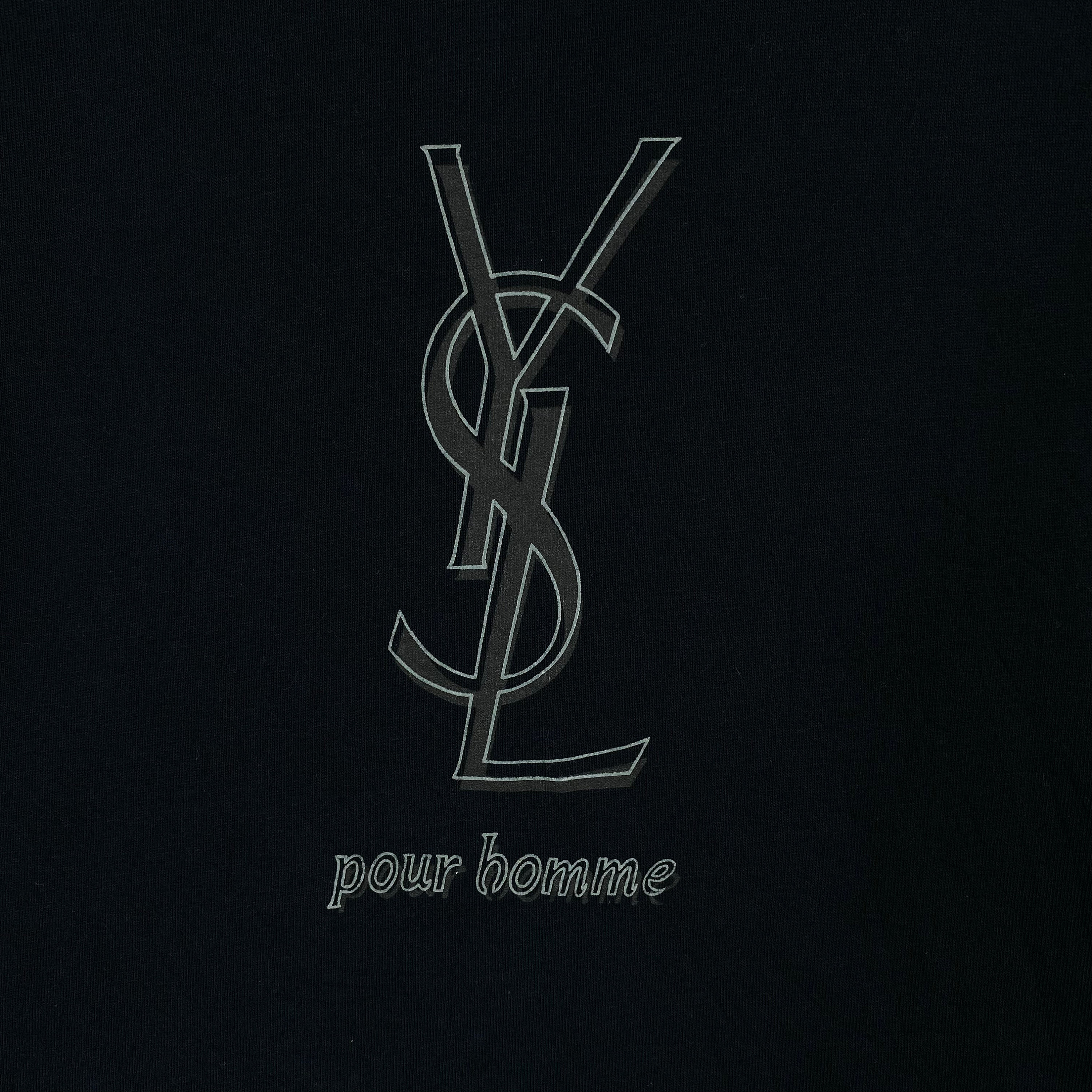 Vintage Yves Saint Laurent Pour Homme T Shirt Black Spellout