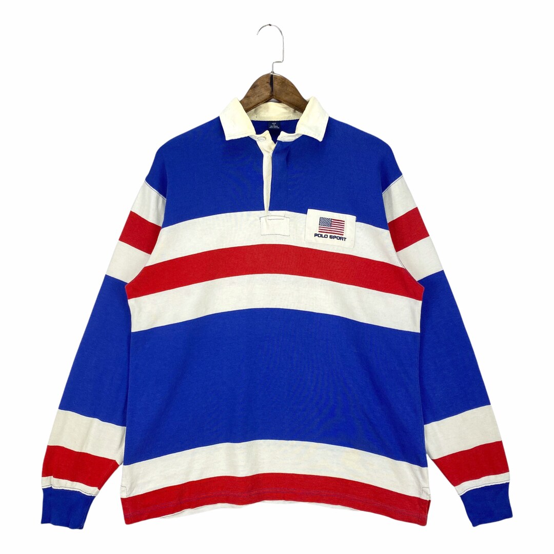 Vintage 90s Ralph Lauren Polo Sport Rugby Shirt Polo Striped Etsy