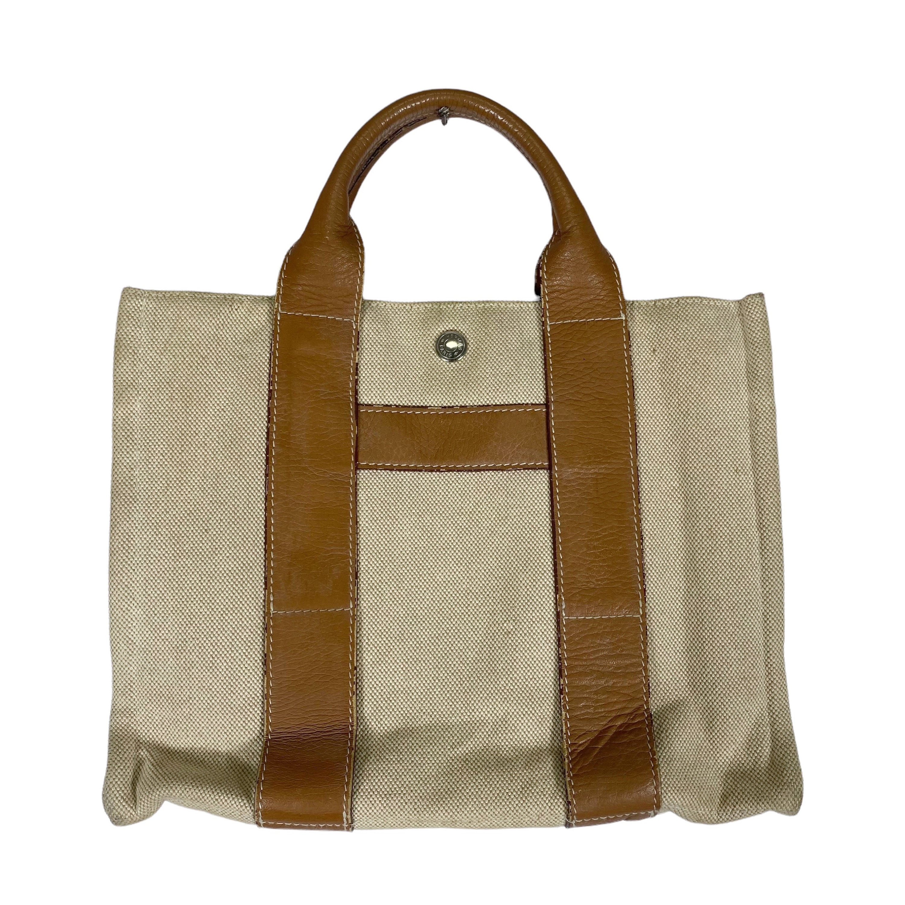 Hermes Leather Canvas Herbag Ivory Brown