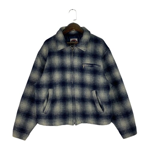 Vintage 90s Shadow Plaid Wool Full Zip 