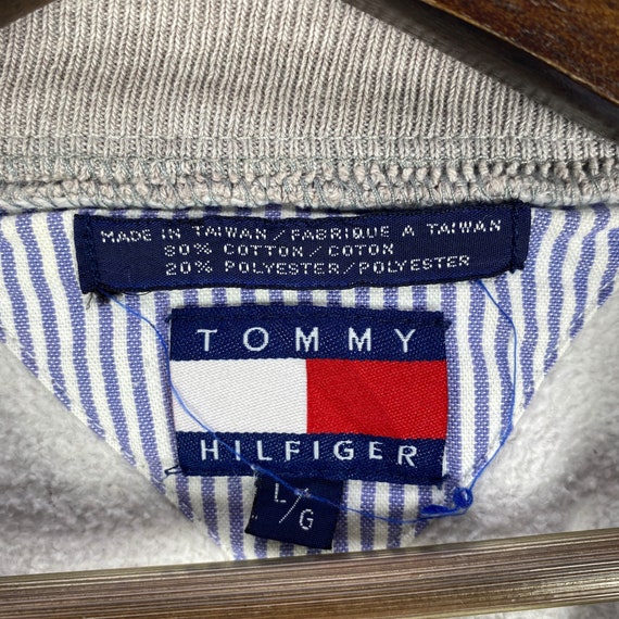 Vintage 90s Tommy Hilfiger Distressed Bleach Swea… - image 7