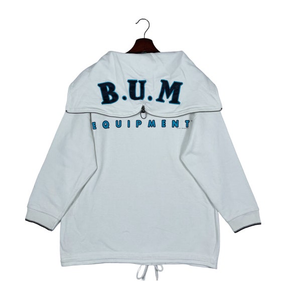 Vintage 90s BUM Equipment Sailor Hoodie Sweater Big Logo Back Hit 