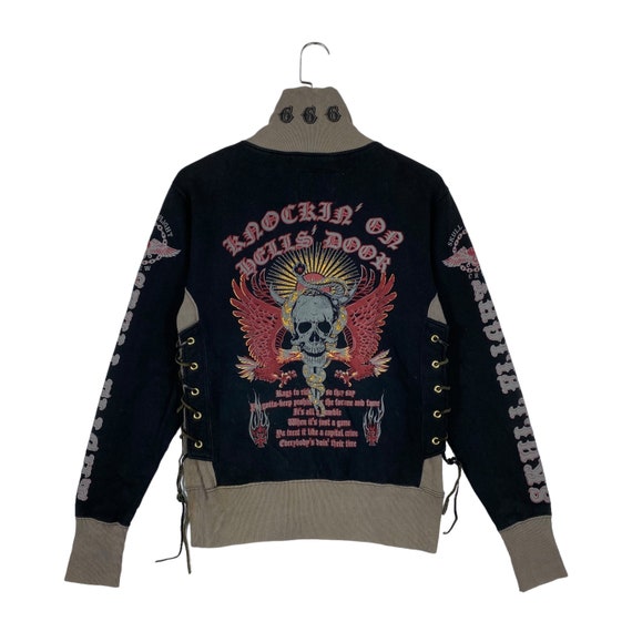 UNDER COVER SK務PT期china sweat jacket Vintage Skull Flight Knockin 'on Hell's Door Full Zip Sweat