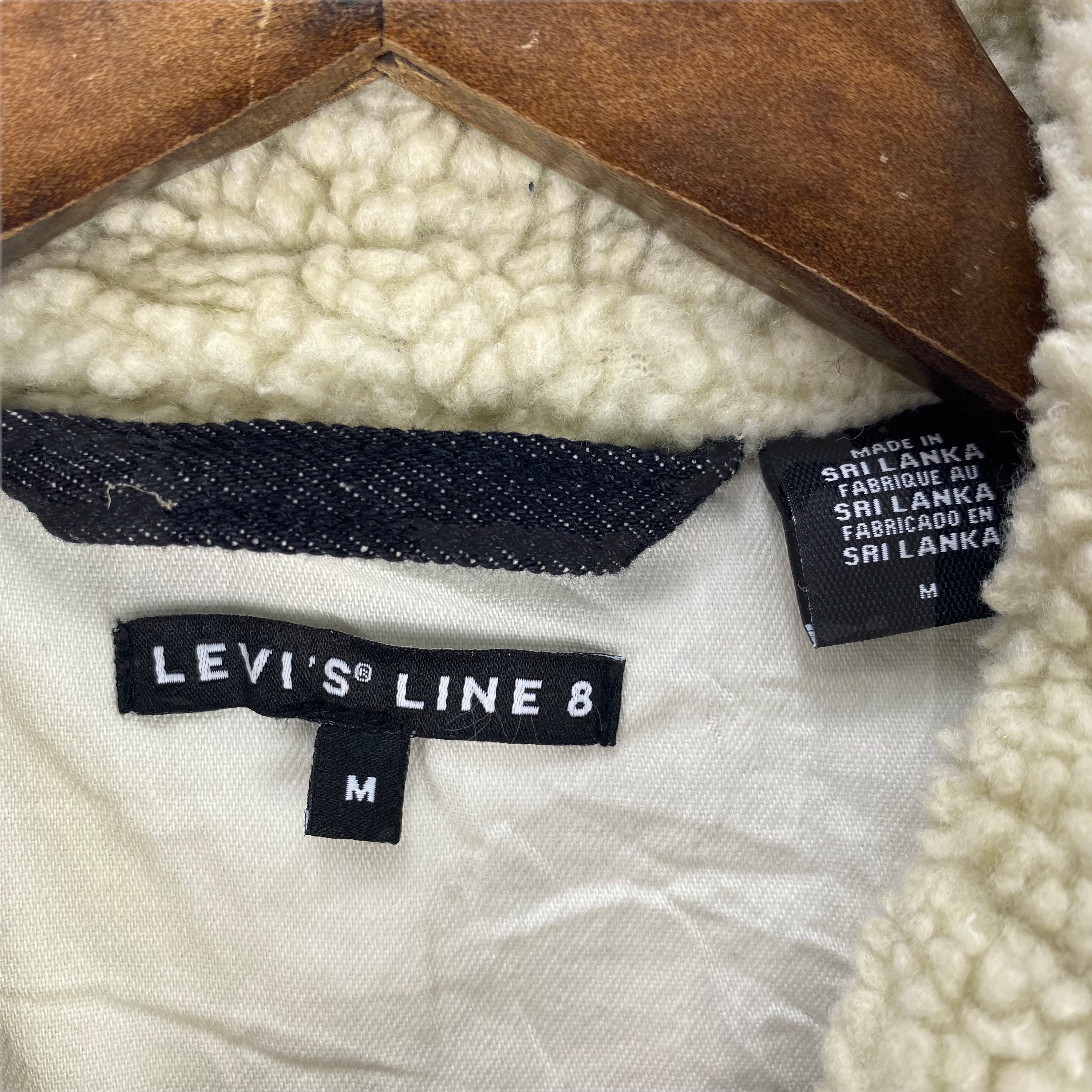 Vintage Levis Line 8 Denim Fleece Jacket Beige Made in Sri 