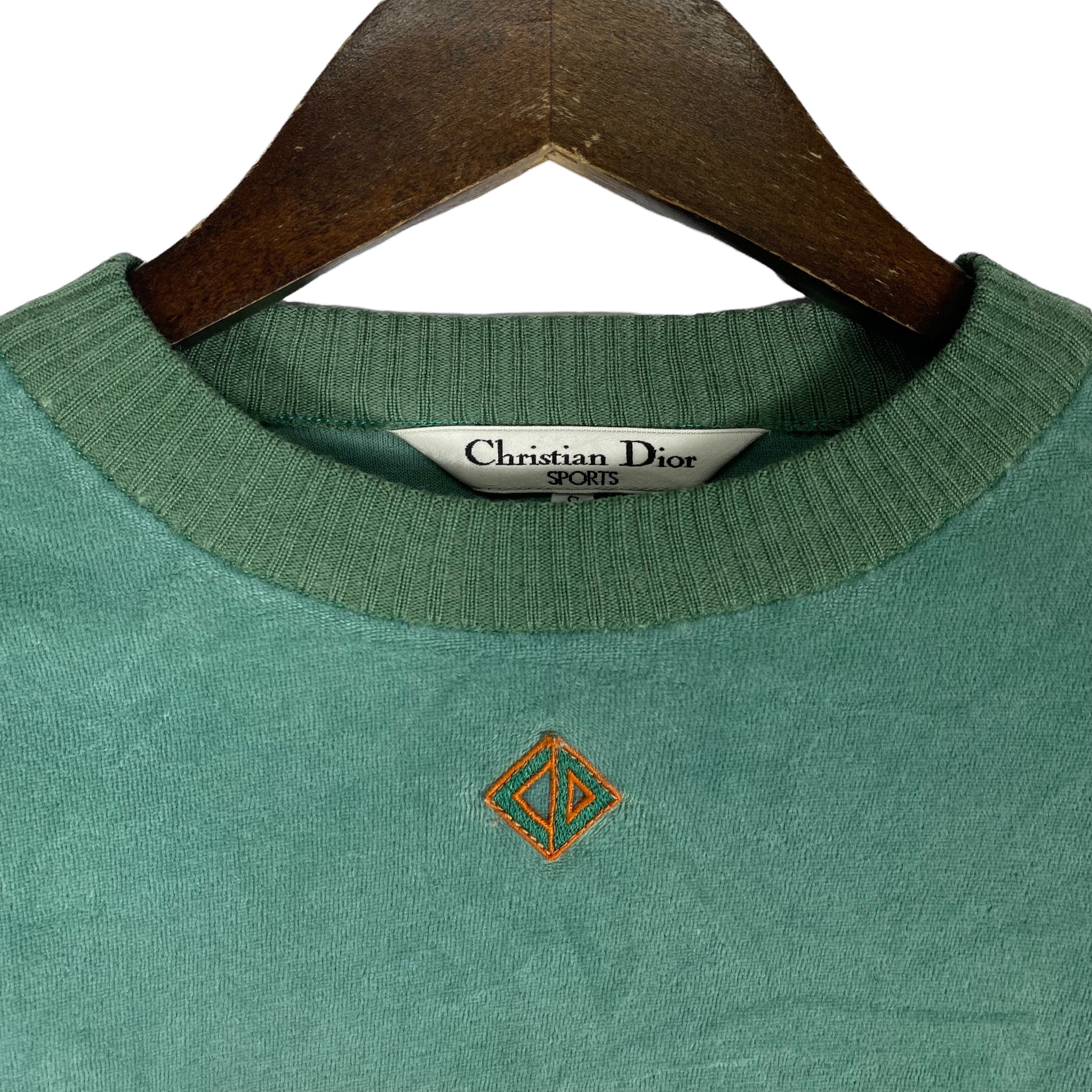 Vintage 90s Christian Dior Sport Velvet Green Sweatshirt Vintage 90s Christian Dior Sport Velvet Green Sweatshirt