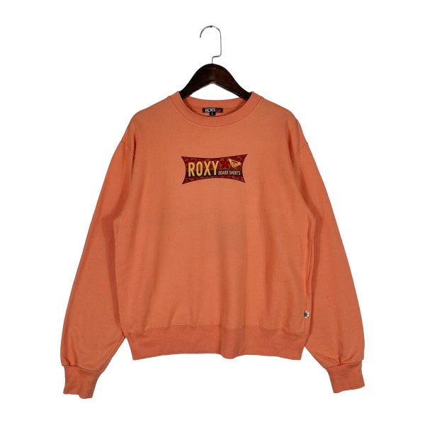Vintage Roxy Sweatshirt Crewneck Orange Made In Japan Pullover Jumper Size L