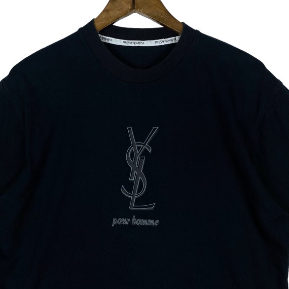Vintage Yves Saint Laurent Pour Homme T Shirt Bla… - image 4