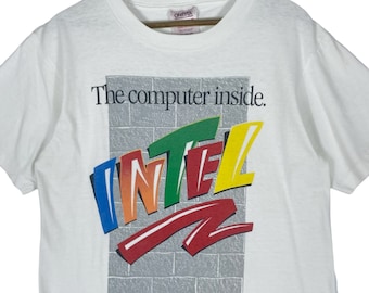 Vintage 90s Intel Computer Processor T Shirt Shortsleeve Vintage 90s Intel Computer Processor T Shirt Shortsleeve
