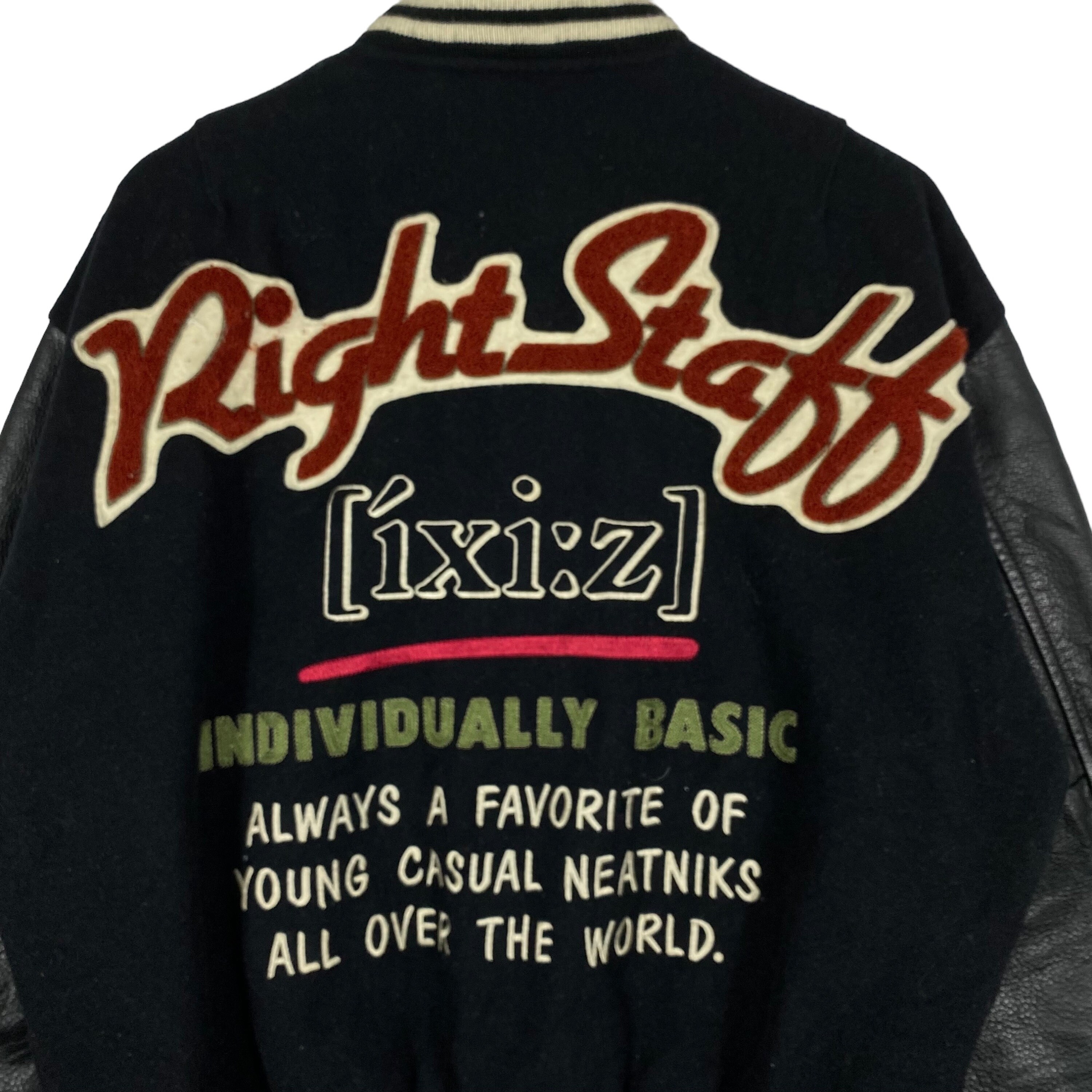 Vintage 90s Ixi:z Varsity Wool Jacket Leather Sleeves Bomber Vintage 90s Ixi:z Varsity Wool Jacket Leather Sleeves Bomber