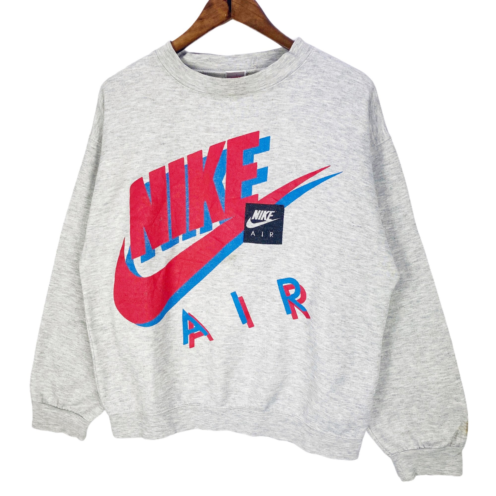 Vtg Nike Air Gray Sweatshirt Big Logo Front Xl X-large Sweater 