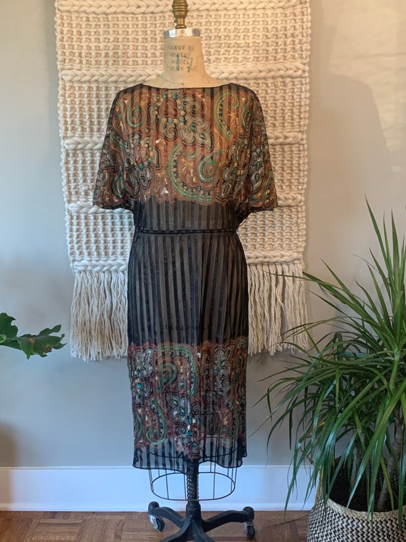 Vintage sheer paisley dress - image 1