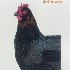 Chicken Portrait Black Copper Maran