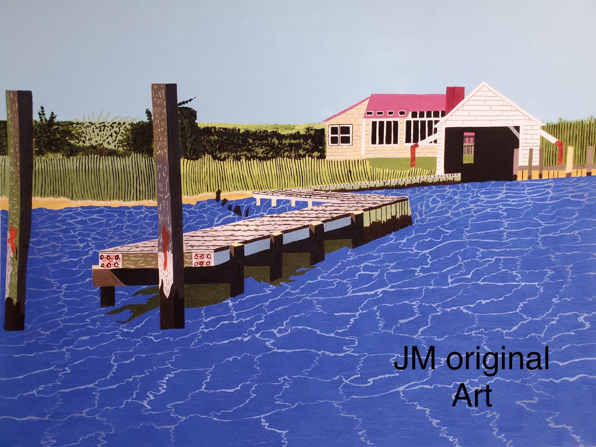 Eastern Long Island Coastal Water Boat House Print Etsy