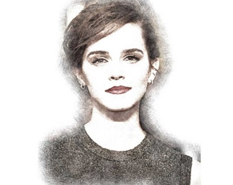 Emma Watson, Portrait, Color Pencil Portrait, Colored Pencil, Drawing, Color Pencil, Custom Drawing, Sketch From Photo, From Picture