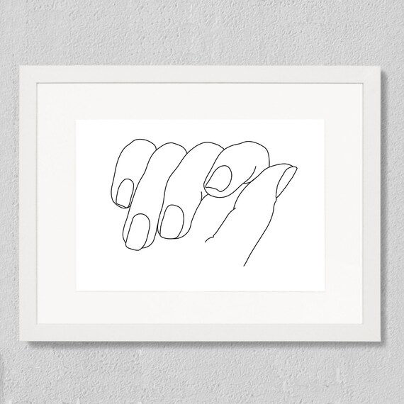 Hand Minimalist Line Art One Line Drawing Print Red Nails Etsy Hand Minimalist Line Art One Line Drawing Print Red Nails Etsy