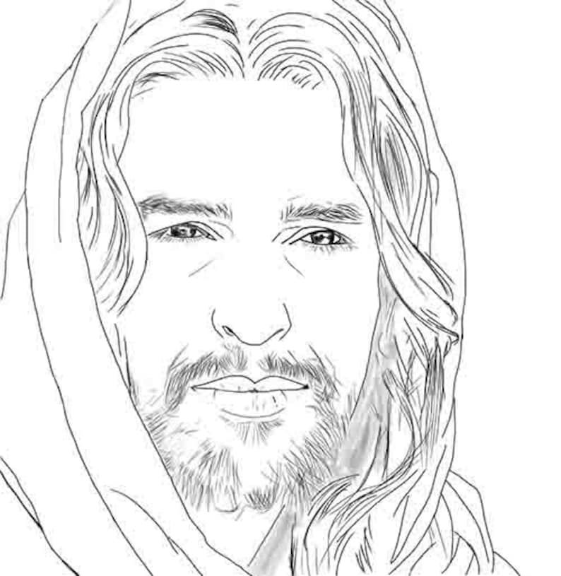 Jesus Simple Sketch, Original Svg Png Print, Pray Line Drawings