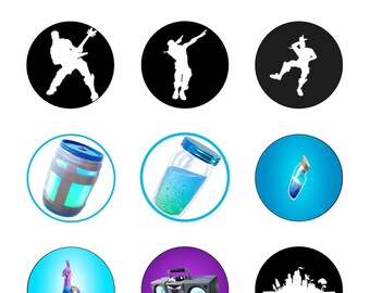 cupcake topper labels battle royale labels chug jug inspired favors labels shield potion slurp juice printable - fortnite cupcake toppers free printable
