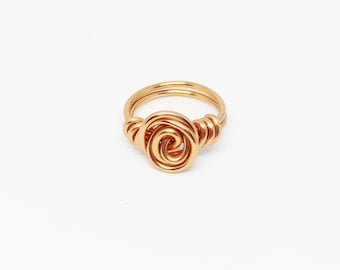 Handgemaakte draadring zonder aanslag, nikkelvrij, draadgewikkelde ring, draadring, draadring aanslagvrij