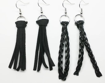 Vegan leren oorbellen met kwastjes, nepsuède leren oorbellen met kwastjes Sieraden Oorbellen Kroonluchter Oorbellen, leren oorbellen met kwastjes