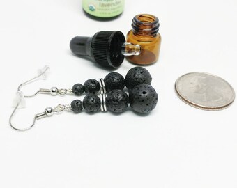 Etherische olieverspreider oorbellen, handgemaakt cadeau van aromatherapie lavasteensieraden plus etherische olie, lavakraalverspreider hypoallergene haak
