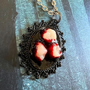 Bloody Human Teeth Necklace, Victorian Jewelry, Oddities and Curiosities, Horror Gifts, Tooth Necklace, Horror Necklace, Creepy Jewelry