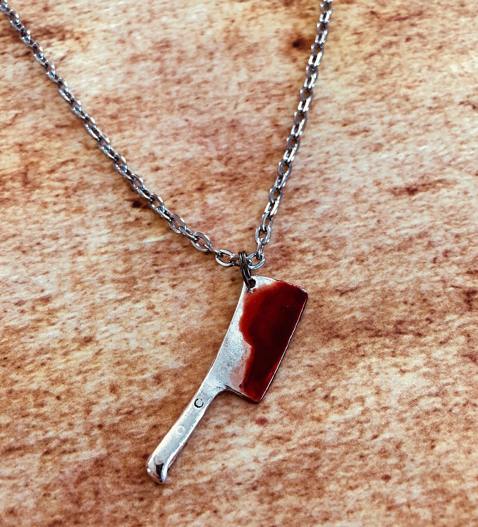Horror Jewelry Bloody Meat Cleaver Necklace Horror Movie Fan Etsy