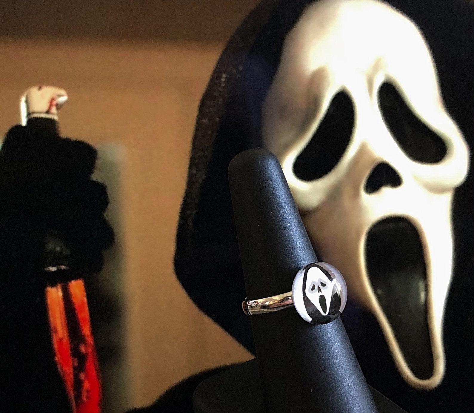 Ghostface Ring Horror Jewelry Adjustable Ring Silver Plated Etsy