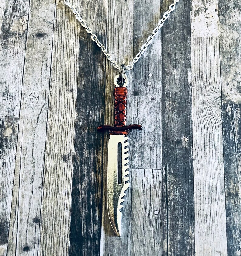 Knife Pendant Necklace Distressed Handle Necklace Knife Etsy